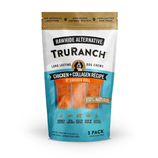 TruRanch Collagen 9" Chicken Rolls Rawhide Free Dog Treats - 10oz