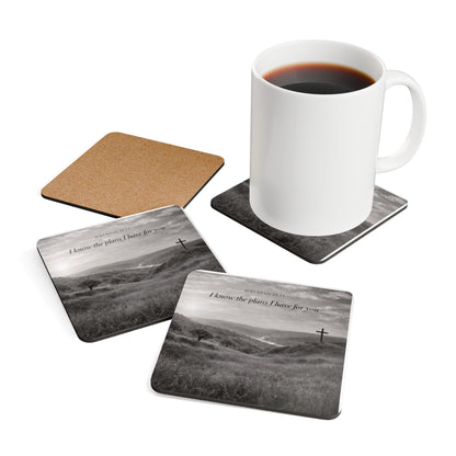 Religious Landscape Cork Coaster Set – 'Jeremiah 29:11 I know the plans I have for you'