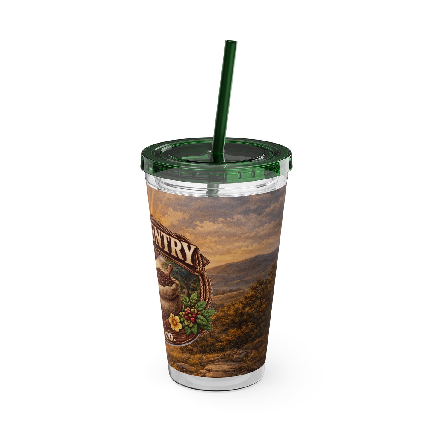 Hill Country Coffee Company 16oz Tumbler with Straw — Iced Coffee Travel Cup