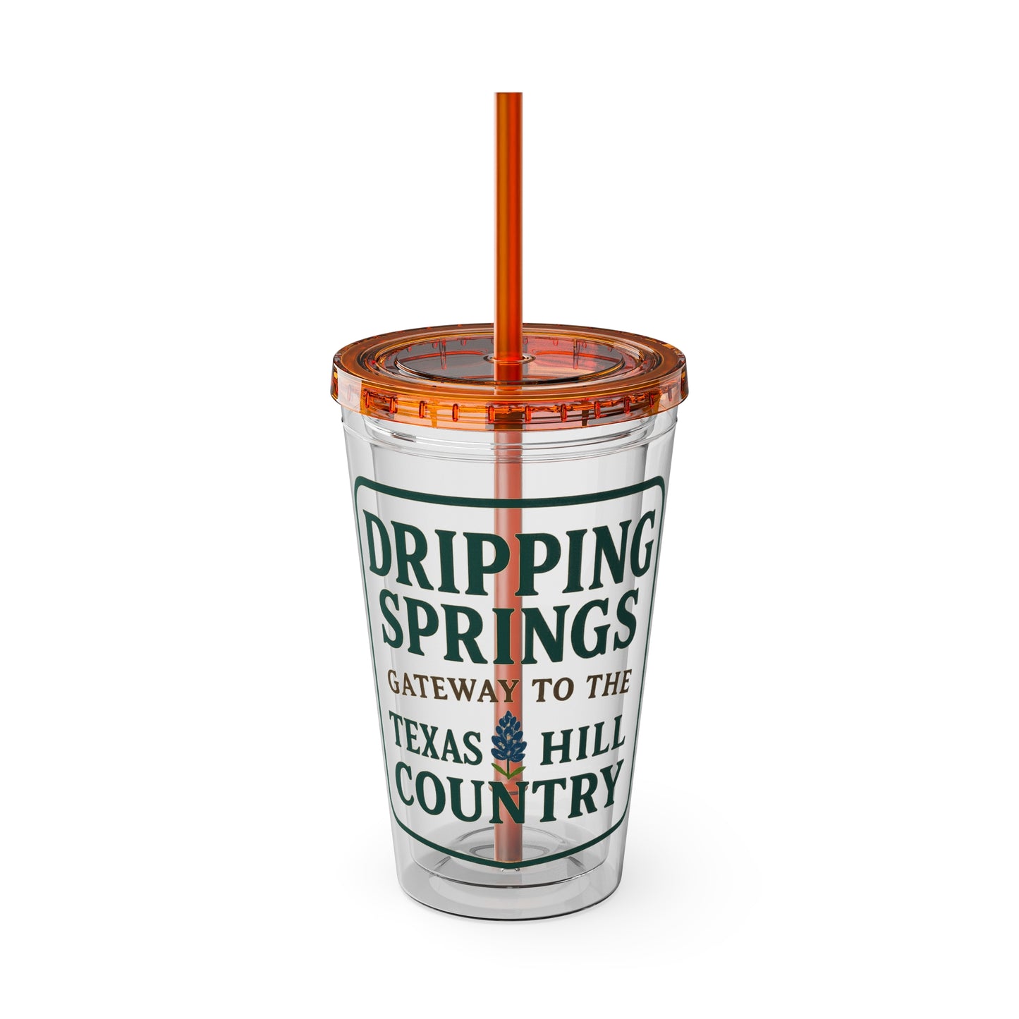 Gateway to Hill Country Sunsplash Tumbler with Straw, 16oz - Perfect for Walks, Workouts, Gifts & School, Customizable Design for Everyone