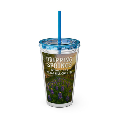 Hill Country Sunsplash Tumbler with Straw, 16oz - Perfect for Walks, Workouts, Gifts & School, Customizable Design for Everyone