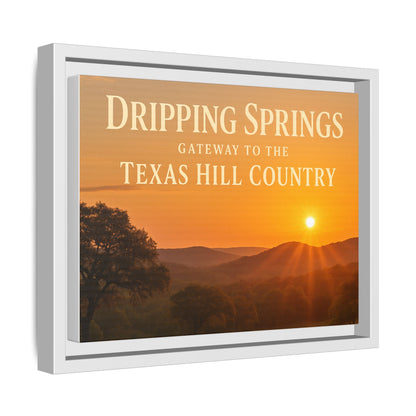 Dripping Springs Texas Hill Country Framed Canvas Wall Art — Sunset Landscape Print