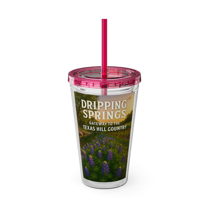 Hill Country Sunsplash Tumbler with Straw, 16oz - Perfect for Walks, Workouts, Gifts & School, Customizable Design for Everyone