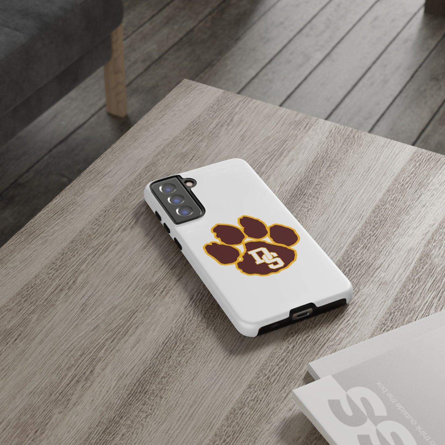 Phone Case — Maroon & Gold Paw Print with DS Monogram