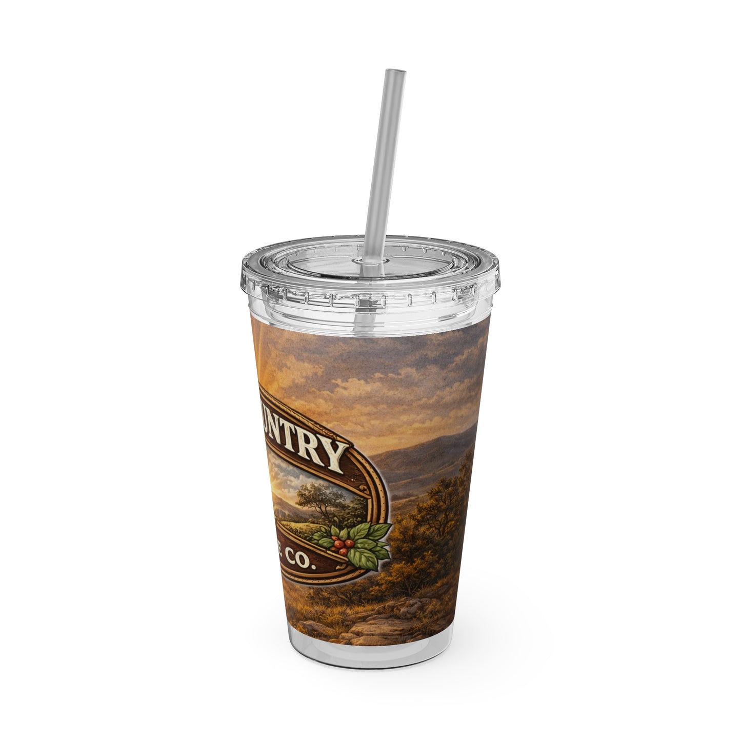 Hill Country Coffee Company 16oz Tumbler with Straw — Iced Coffee Travel Cup