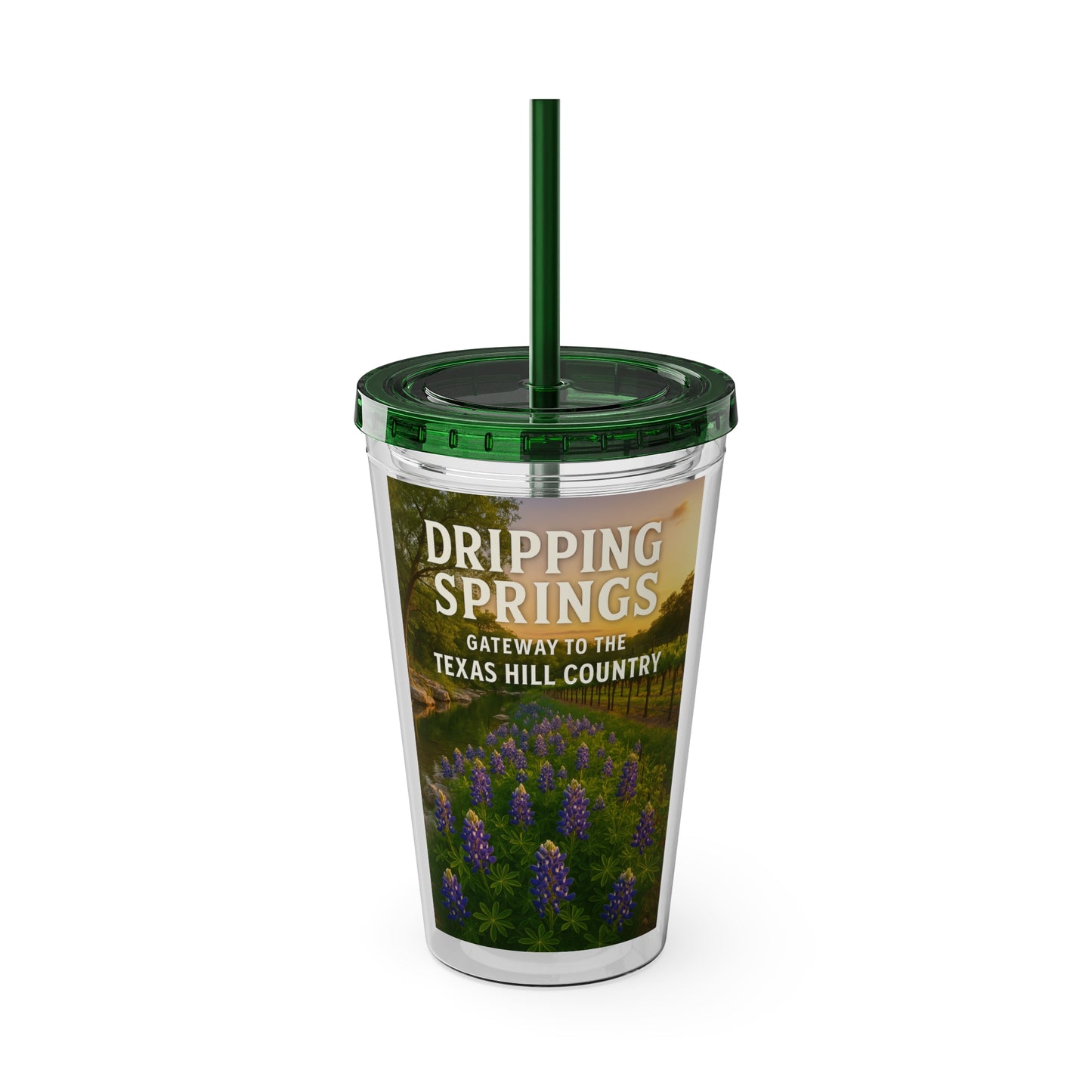 Hill Country Sunsplash Tumbler with Straw, 16oz - Perfect for Walks, Workouts, Gifts & School, Customizable Design for Everyone