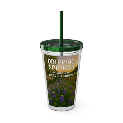 Hill Country Sunsplash Tumbler with Straw, 16oz - Perfect for Walks, Workouts, Gifts & School, Customizable Design for Everyone