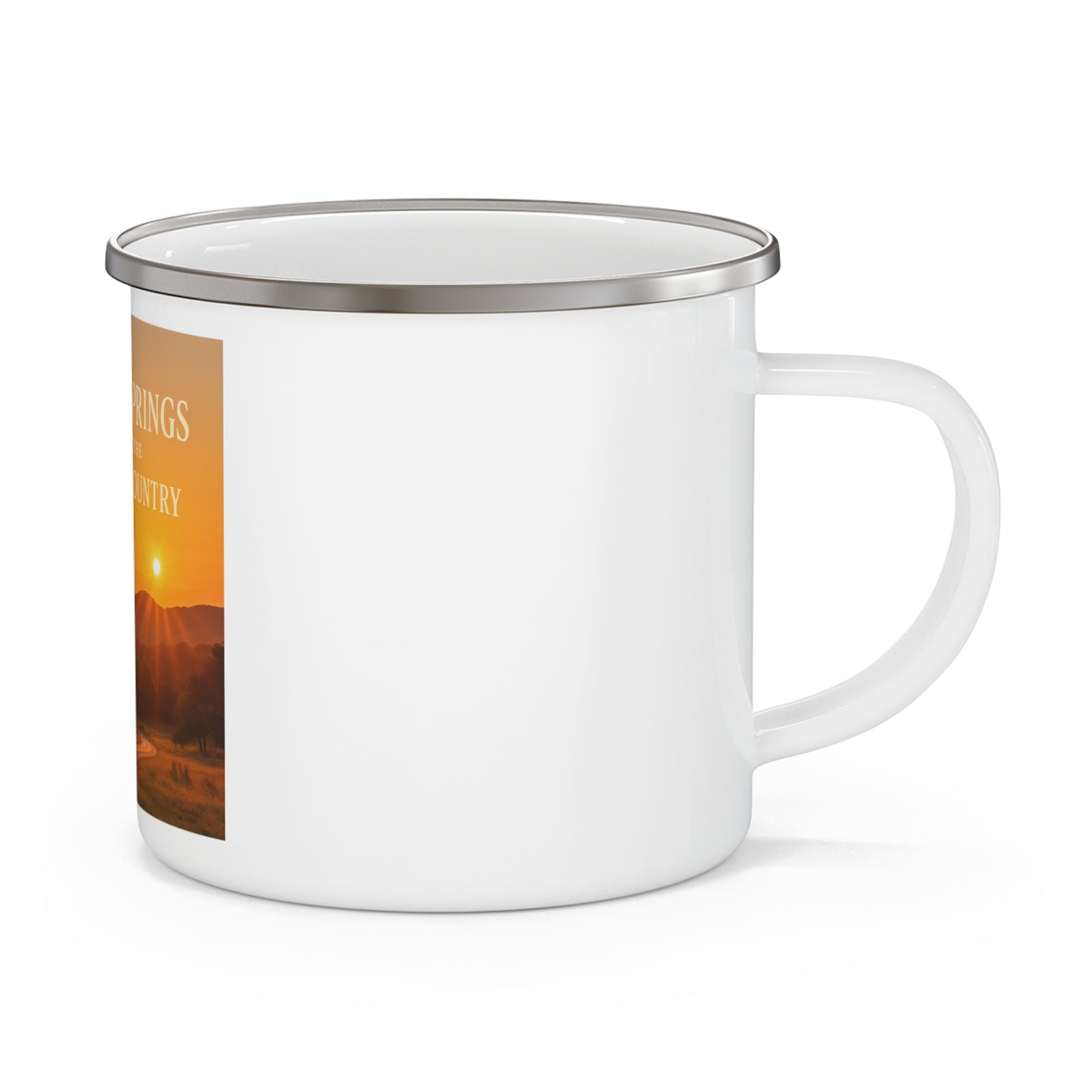 Hill Country Sunset  Enamel Camping Mug — Texas Hill Country Scenic Campfire Cup