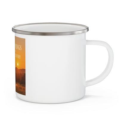 Hill Country Sunset  Enamel Camping Mug — Texas Hill Country Scenic Campfire Cup