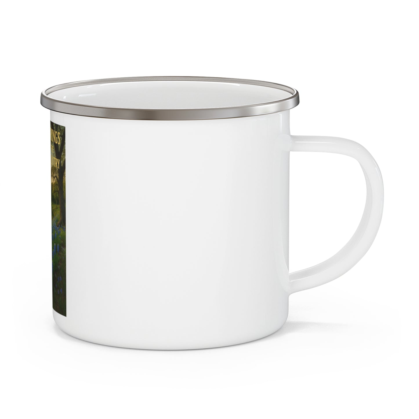 Hill Country Rivers Enamel Camping Mug — Texas Hill Country Scenic Campfire Cup
