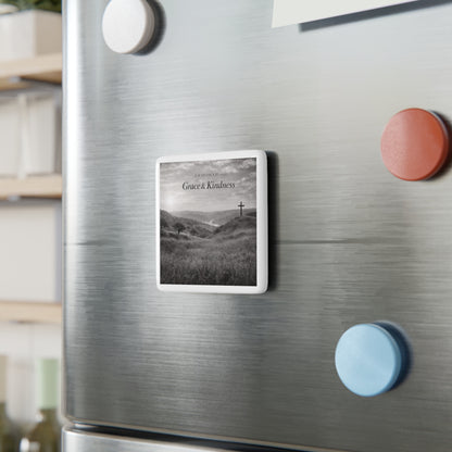 Grace & Kindness Porcelain Magnet — Inspirational Christian Cross Décor
