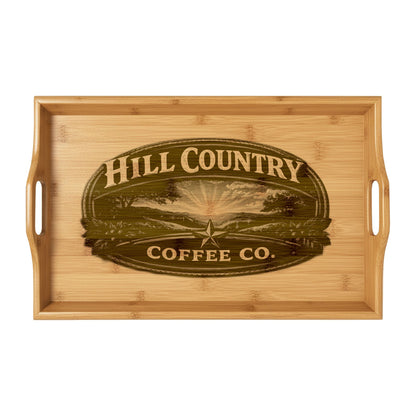 Hill Country Coffee Company Bamboo Serving Tray — Engraved Coffee & Snack Tray