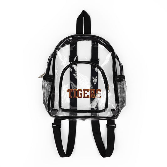 Clear Stadium Backpack - Transparent Game Day Bag with 'TIGERS' Logo