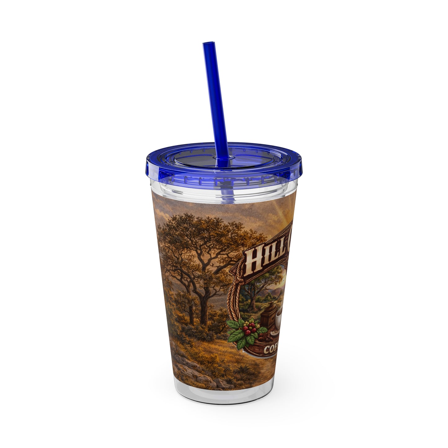 Hill Country Coffee Company 16oz Tumbler with Straw — Iced Coffee Travel Cup