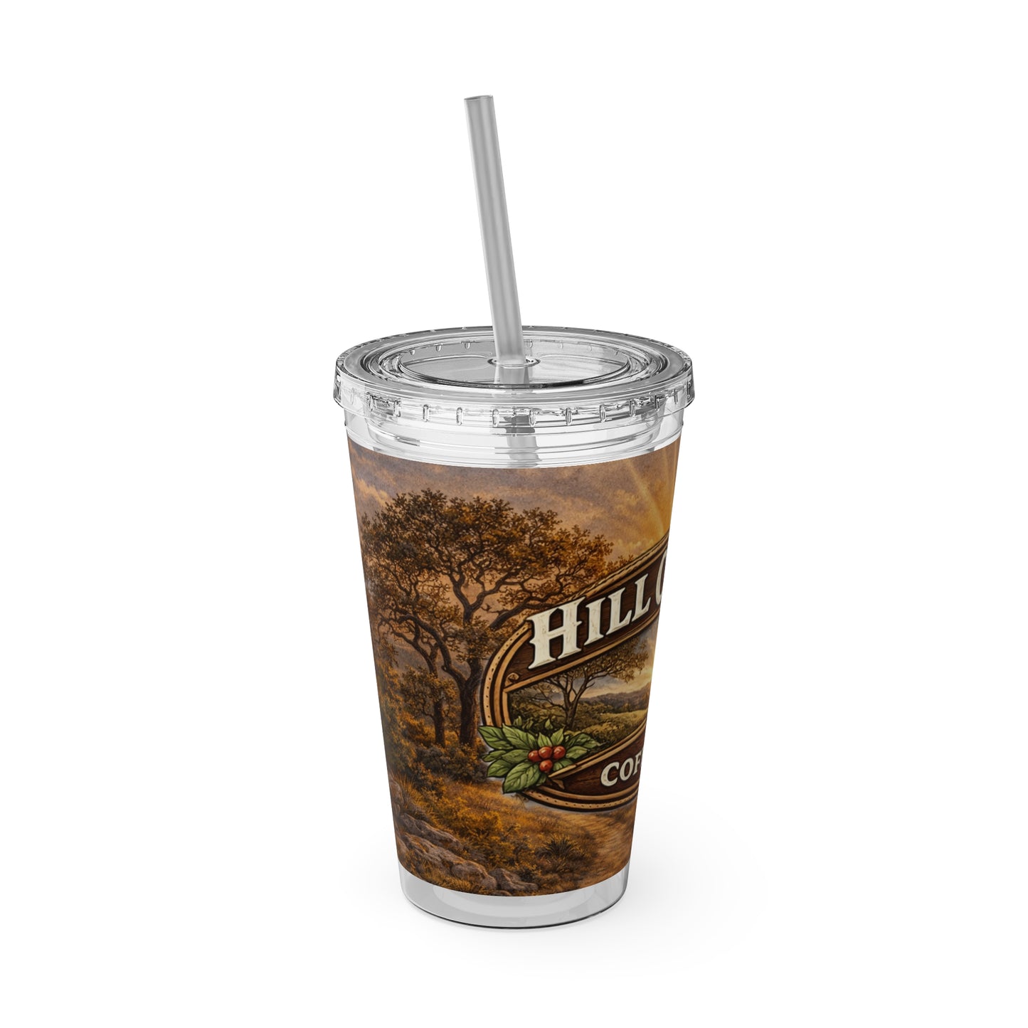 Hill Country Coffee Company 16oz Tumbler with Straw — Iced Coffee Travel Cup