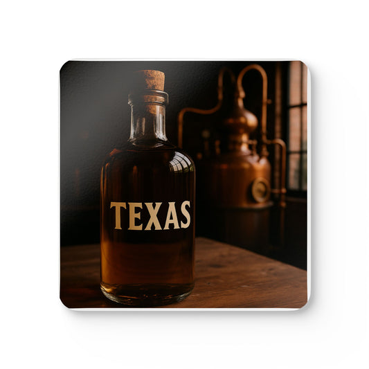 Texas Whiskey Cork Coaster Set — Rustic Bar Drink Coasters (4-Pack)