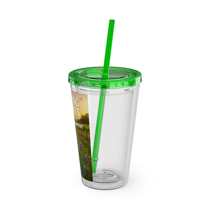 Hill Country Sunsplash Tumbler with Straw, 16oz - Perfect for Walks, Workouts, Gifts & School, Customizable Design for Everyone