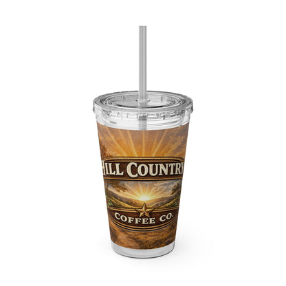 Hill Country Coffee Company 16oz Tumbler with Straw — Iced Coffee Travel Cup