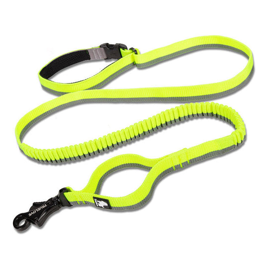 Pet dog leash with elastic cushioning suitable for outdoor activities such as running and waist tying
