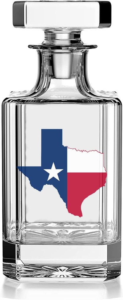 Texas Flag Decanter Whiskey Glass Gift Set - 5 Piece Set