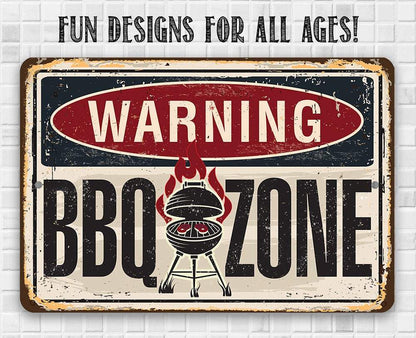 Warning BBQ Zone - Metal Sign